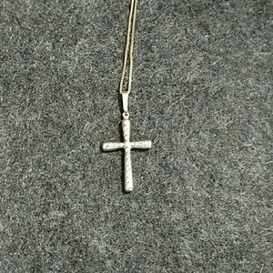 Gold cross necklace with diamonds